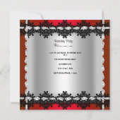 Quinceanera 15th Red Black Silver Diamond Tiara Kaart (Achterkant)