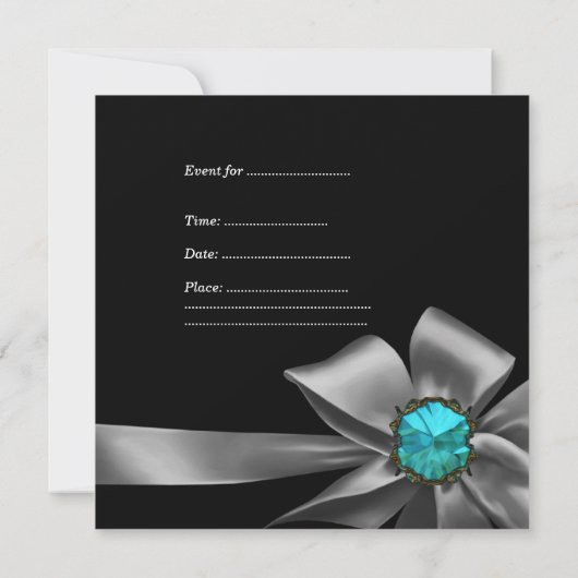 Quinceanera 15th Silver Zebra Blauwgroen zwarte gr Kaart (Achterkant)