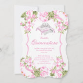 Quinceanera 15th Sweet Pink Roses Flowers Kaart (Voorkant)