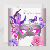 Quinceanera 15th White Pink Paars Mask Kaart (Voorkant)