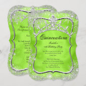 Quinceanera 15th Winter Wonderland Lime Green Kaart (Voorkant / Achterkant)