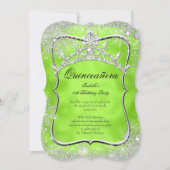 Quinceanera 15th Winter Wonderland Lime Green Kaart (Voorkant)
