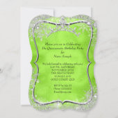Quinceanera 15th Winter Wonderland Lime Green Kaart (Achterkant)