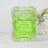 Quinceanera 15th Winter Wonderland Lime Green Kaart (Staand voorkant)