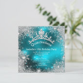 Quinceanera 15th Winter Wonderland Silver Blauwgro Kaart (Staand voorkant)