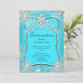 Quinceanera 15th Winter Wonderland Silver Blauwgro Kaart (Staand voorkant)