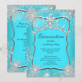 Quinceanera 15th Winter Wonderland Silver Blauwgro Kaart (Voorkant / Achterkant)