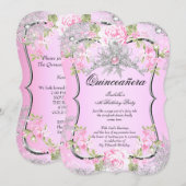 Quinceanera 15th Winter Wonderland Sweet Pink Kaart (Voorkant / Achterkant)