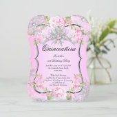 Quinceanera 15th Winter Wonderland Sweet Pink Kaart (Staand voorkant)