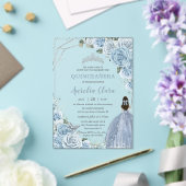 Quinceañera 16 Baby Blauw Bloemen Prinses Zilver Acryl Uitnodigingen (Insitu (Huwelijk))