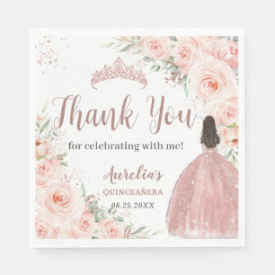 Quinceanera 16 Blush Bloem Roze Goud Prinses Servet