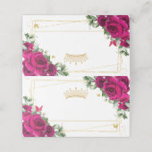 Quinceanera 16 Fuchsia roze bloemenvlinders Plaatskaartje (Buitenkant ongevouwen)