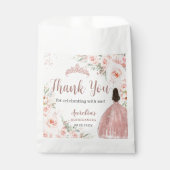 Quinceanera 16 Roze Bloem Roze Goud Prinses Bedankzakje (Voorkant)