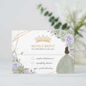 Quinceañera 16 Verjaardag Salie Groene Lavendel Bl RSVP Kaartje (Staand voorkant)