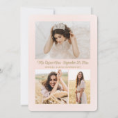 Quinceañera 3 Photo Collage Chic Blush Pink & Gold Save The Date (Achterkant)