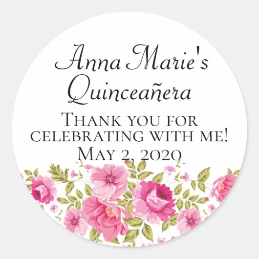 Quinceañera Aangepaste etiketten voor uw 15e Verja (Voorkant)