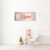 Quinceanera aangepaste foto roos gouden glitter spandoek (Insitu)