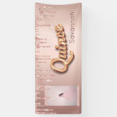 Quinceanera aangepaste foto roos gouden glitter spandoek (Verticaal)