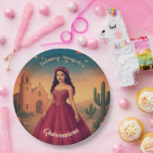 Quinceañera Aangepaste Naam Rode Jurk Papieren Bordje (Feest)