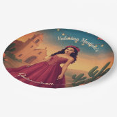 Quinceañera Aangepaste Naam Rode Jurk Papieren Bordje (Gekanteld)