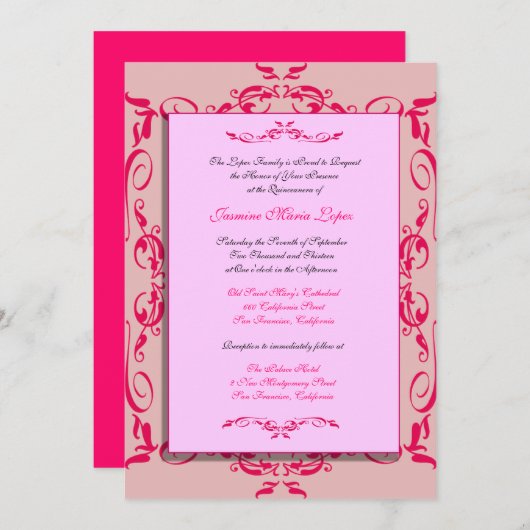 Quinceanera - Aangepaste uitnodigingen (Voorkant / Achterkant)