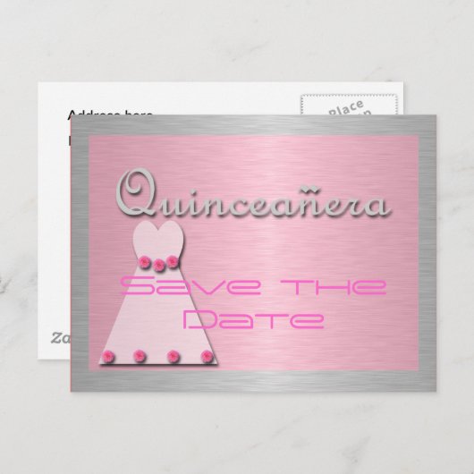 Quinceanera Aankondigingskaart (Voorkant / Achterkant)