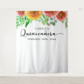 Quinceañera Achtergrond - Bloemrijke Elegante Foto Wandkleed (Voorkant)