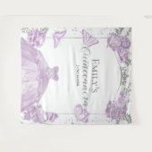 Quinceanera Achtergrond Lavendel Jurk Bloemen Zilv Wandkleed (Voorkant (horizontaal))