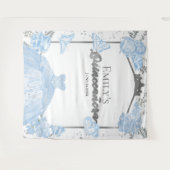 Quinceanera Achtergrond Stoffig Blauw Jurk Vlinder Wandkleed (Voorkant (horizontaal))