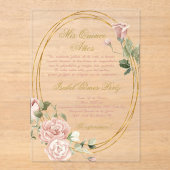 Quinceanera Acryl uitnodiging in het Spaans (Voorkant)