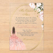 Quinceanera acryl uitnodiging in het Spaans (Voorkant)