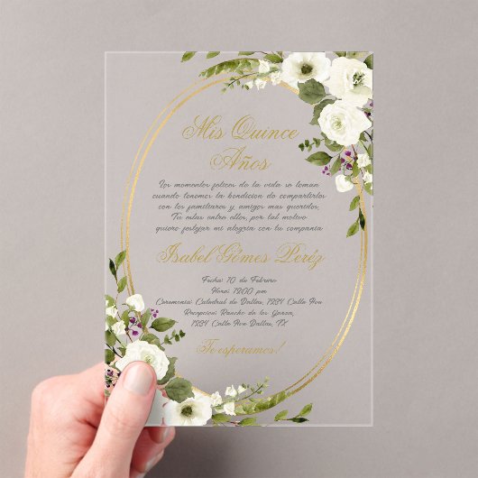 Quinceanera acryl uitnodiging in het Spaans (Insitu (Draagbaar))