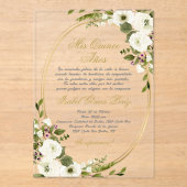 Quinceanera acryl uitnodiging in het Spaans (Voorkant)