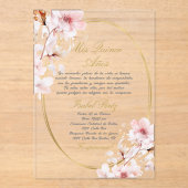 Quinceanera acryl uitnodiging in het Spaans (Voorkant)