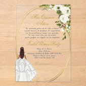 Quinceanera acryl uitnodiging in het Spaans (Voorkant)
