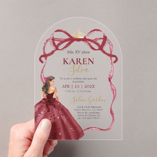 Quinceanera Acrylische Uitnodiging (Insitu (Draagbaar))