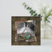 Quinceanera Afstudeerder Sweet 16  Suede Foto Kaart (Staand voorkant)