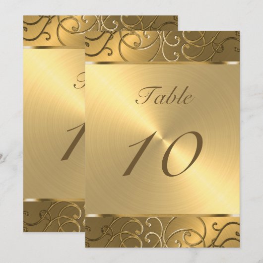 Quinceanera All Gold Filigree Swirl Border Kaart (Voorkant / Achterkant)