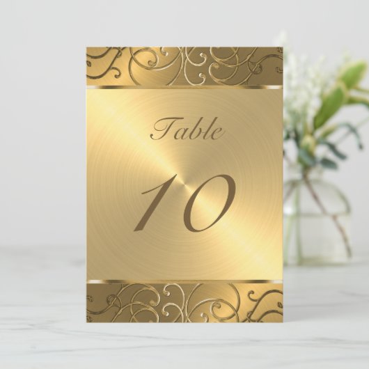 Quinceanera All Gold Filigree Swirl Border Kaart (Staand voorkant)