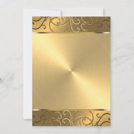 Quinceanera All Gold Filigree Swirl Border Kaart (Achterkant)