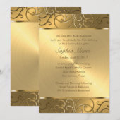 Quinceanera All Gold Filigree Swirl Border Kaart (Voorkant / Achterkant)