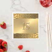 Quinceanera All Gold Filigree Swirl Border Servet (Insitu)