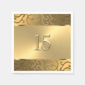 Quinceanera All Gold Filigree Swirl Border Servet (Voorkant)
