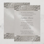 Quinceanera All Silver Filigree Swirls Kaart (Voorkant / Achterkant)