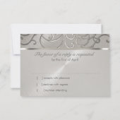 Quinceanera All Silver Filigree Swirls Kaart (Achterkant)