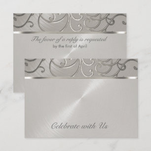 Quinceanera All Silver Filigree Swirls Kaart