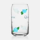 Quinceanera anos 15e verjaardag blauw roos kroonku blikvorm glas (Rechts)