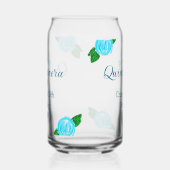 Quinceanera anos 15e verjaardag blauw roos kroonku blikvorm glas (Links)