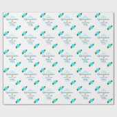 Quinceanera anos 15e verjaardag blauw roos kroonku cadeaupapier (Vlak)