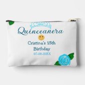 Quinceanera anos 15e verjaardag blauw roos kroonku etui (Achterkant)